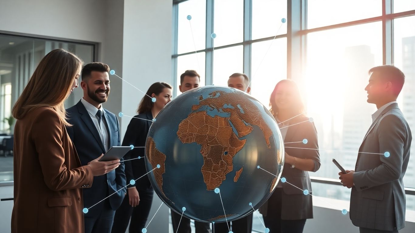 Global business team connecting digitally