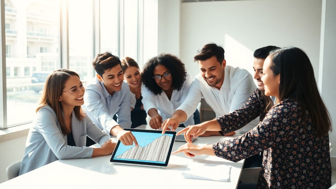 Team collaborating on digital marketing growth strategies.