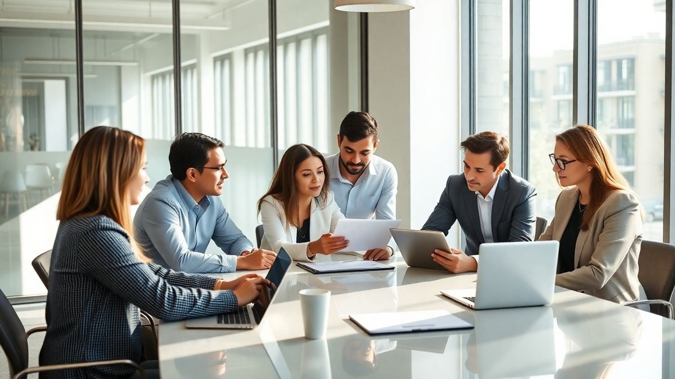 Team strategizing Google Ads expertise in a modern office.