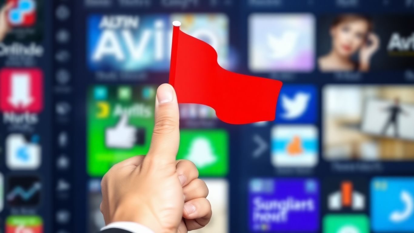 Red flag warning sign on digital background