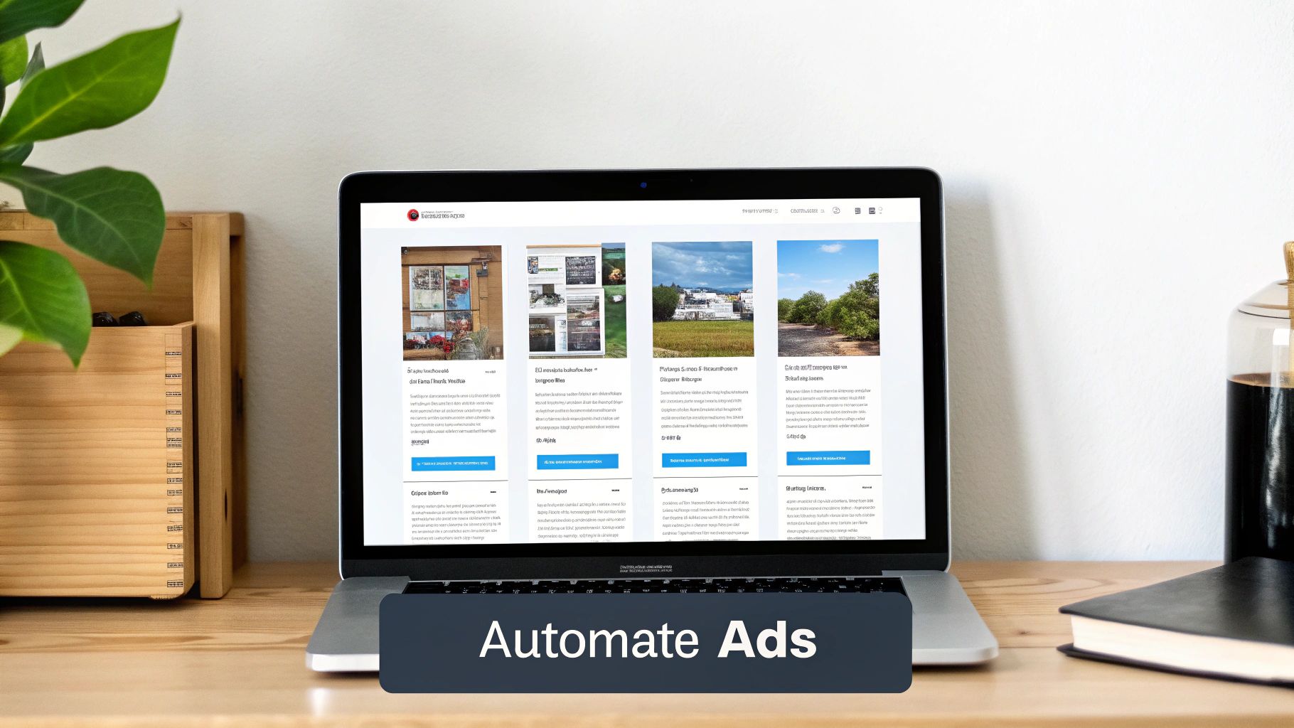 The Quickads.ai platform interface showing how users can input assets to generate ad creatives.
