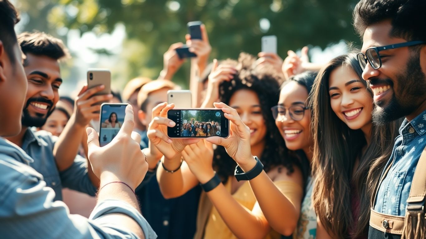 People filming authentic UGC video ads with smartphones.