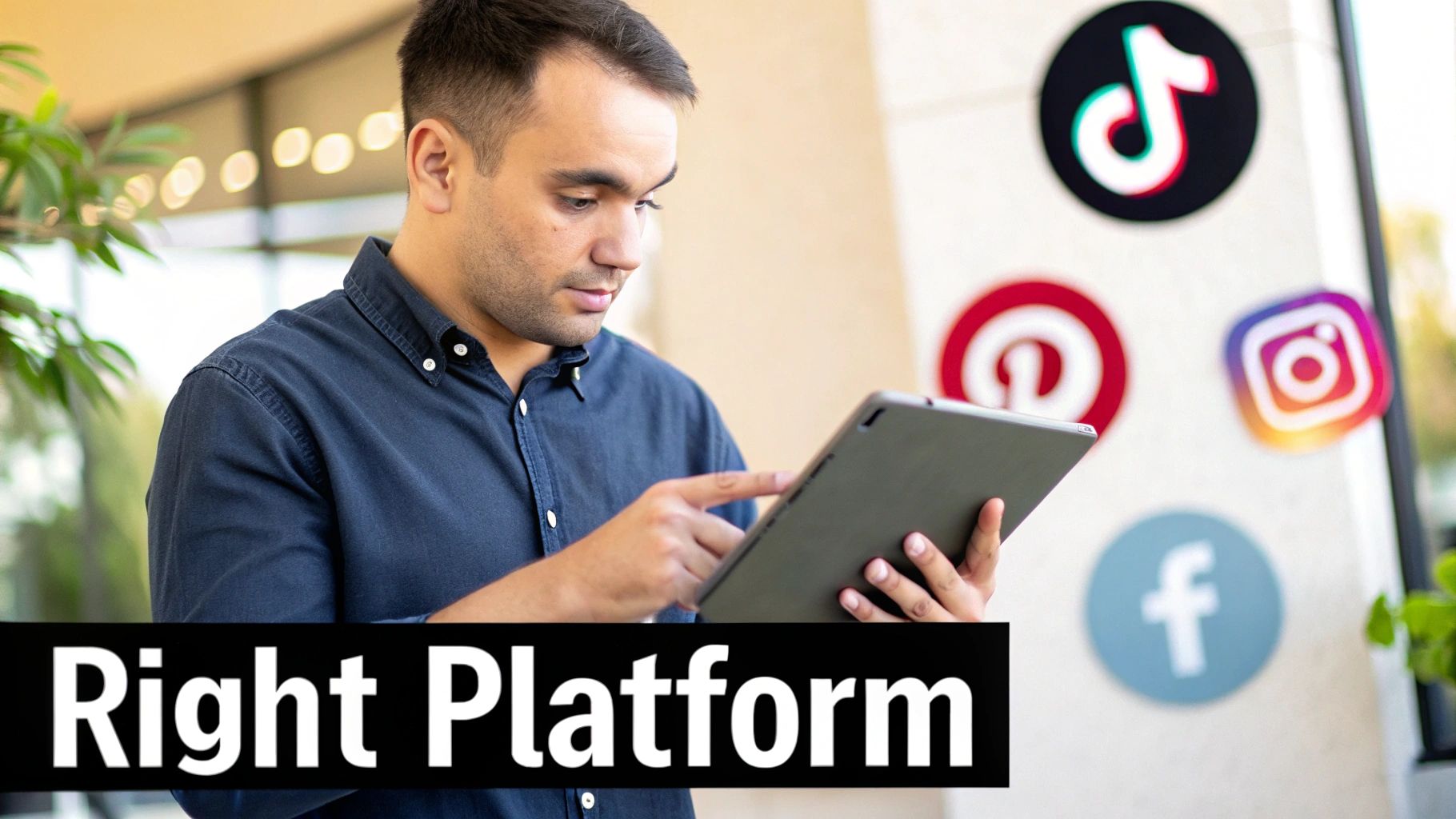 A person using a smartphone to interact with social media apps, symbolizing platform choice.