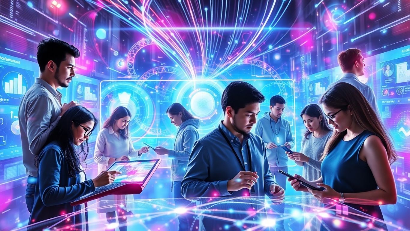 Creative individuals using advanced video AI generator technology.