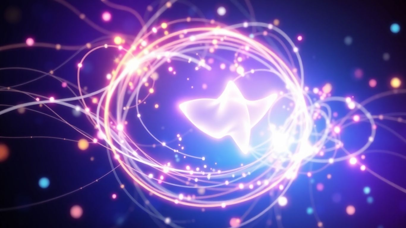 Abstract visual representation of AI video ad creation.