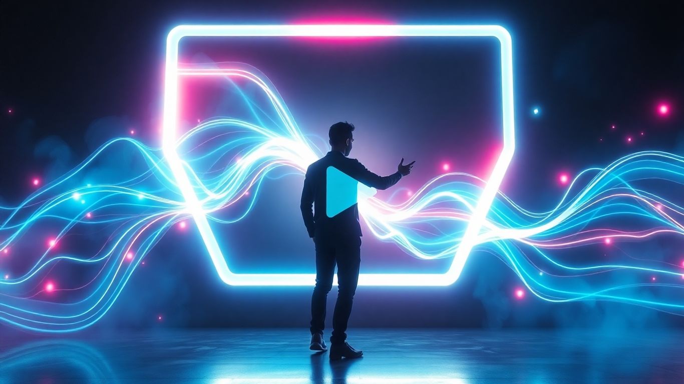 AI video ad creation with futuristic visuals.