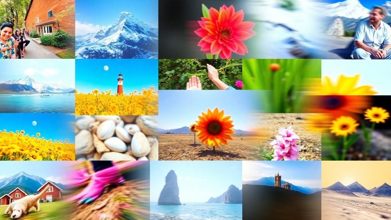 Collage of photos transforming into video.