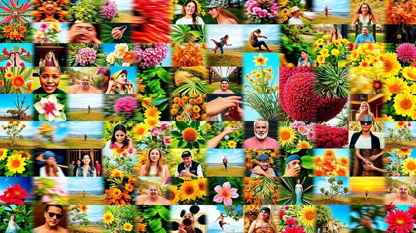 Collage of photos turning into video