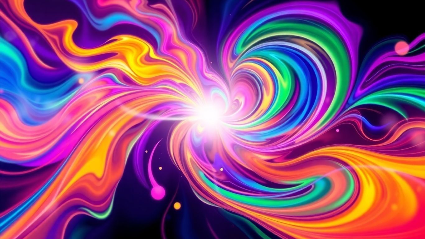 Abstract digital art with swirling colors and light.