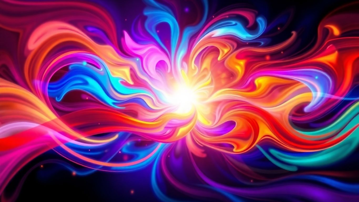 Abstract digital art with swirling colors and light.
