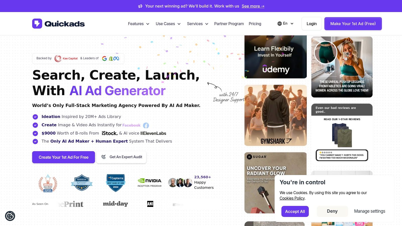 1. Quickads.ai: The All-in-One AI Ad Creative Platform