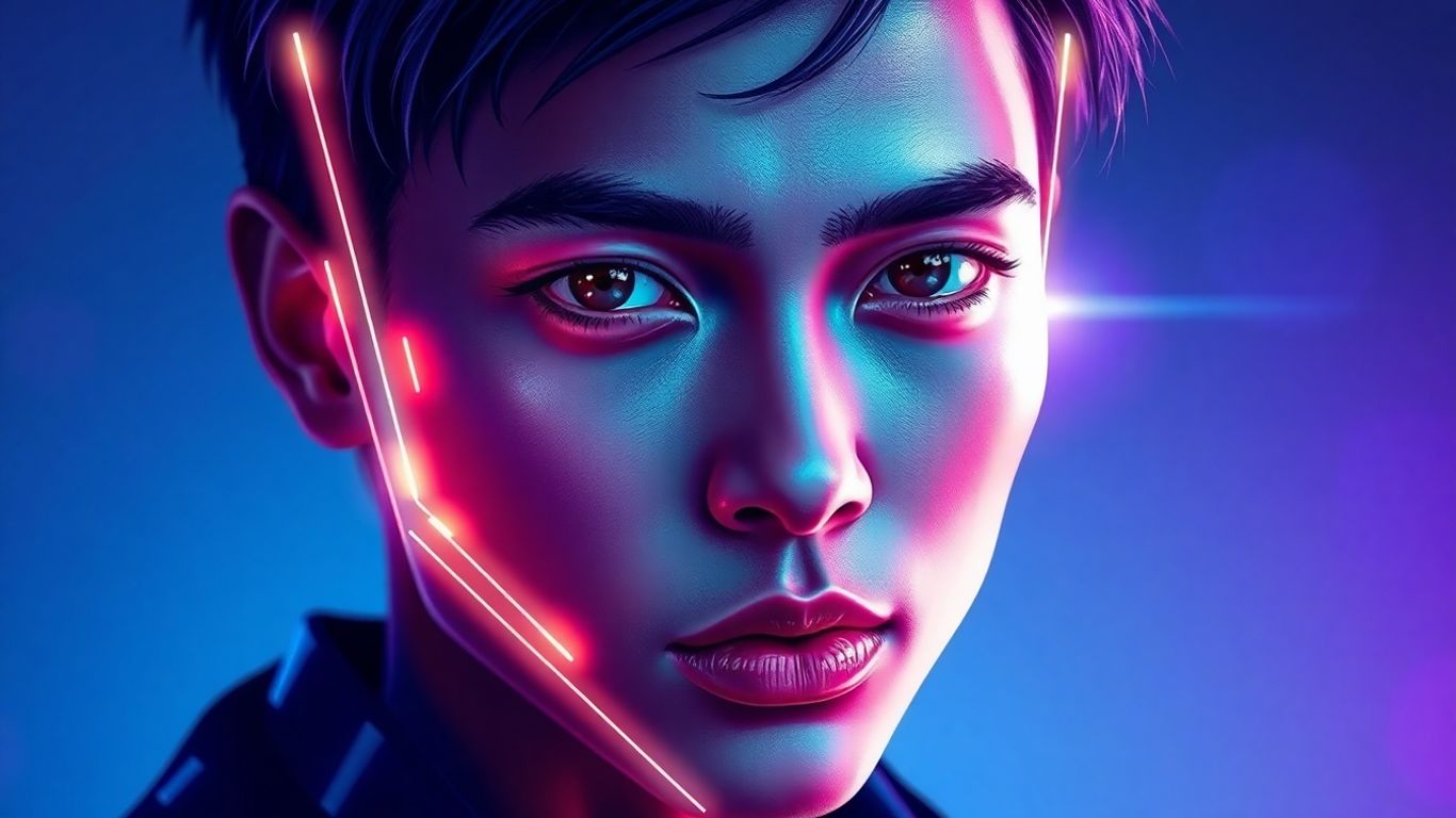 AI generated avatar with futuristic digital enhancements.