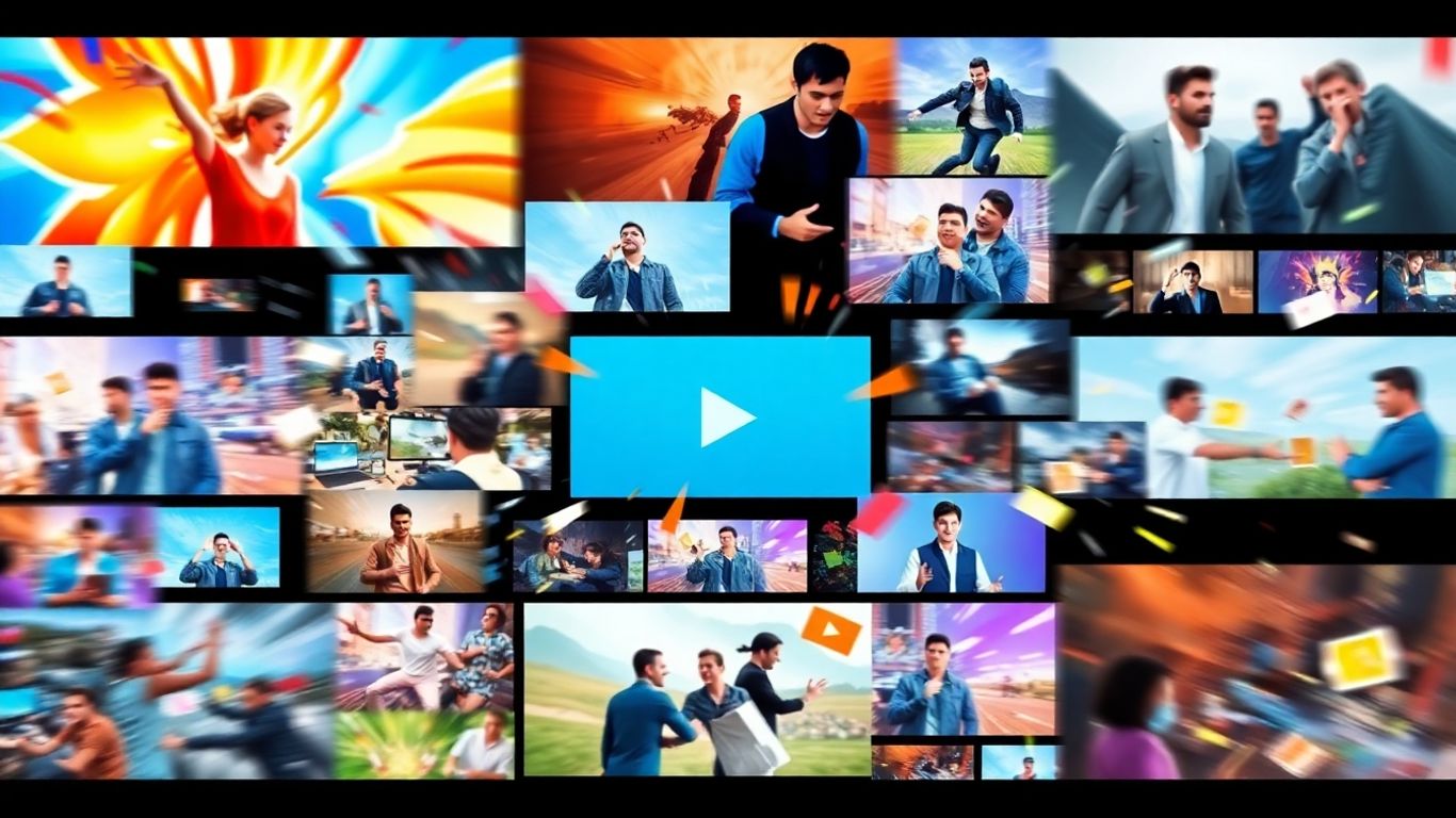 AI video generator interface with dynamic video clips.