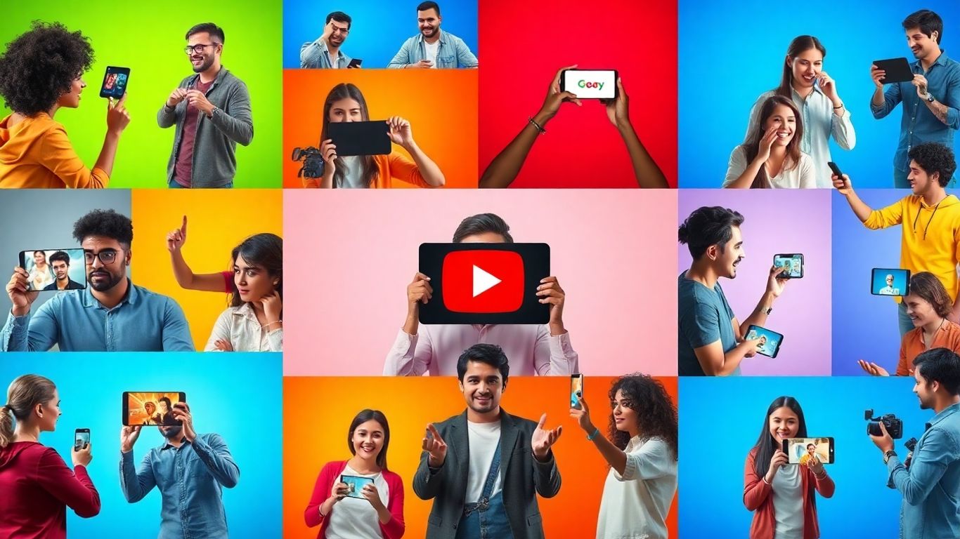 People creating and enjoying video content on screens.