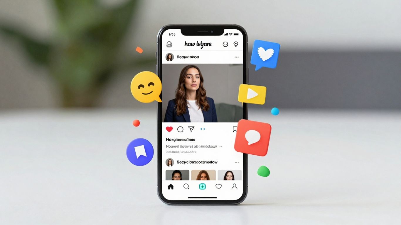 Social media post templates on a smartphone screen.