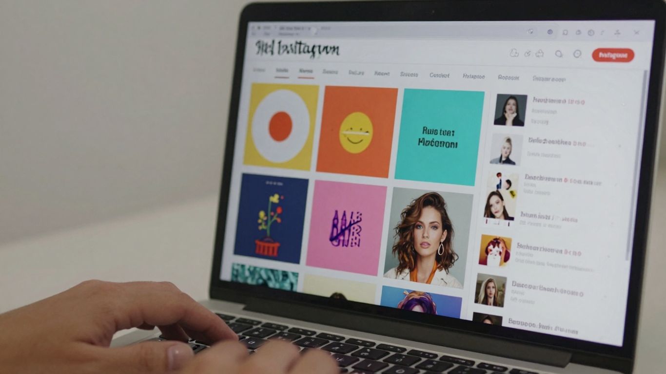 AI Instagram post generator on laptop screen