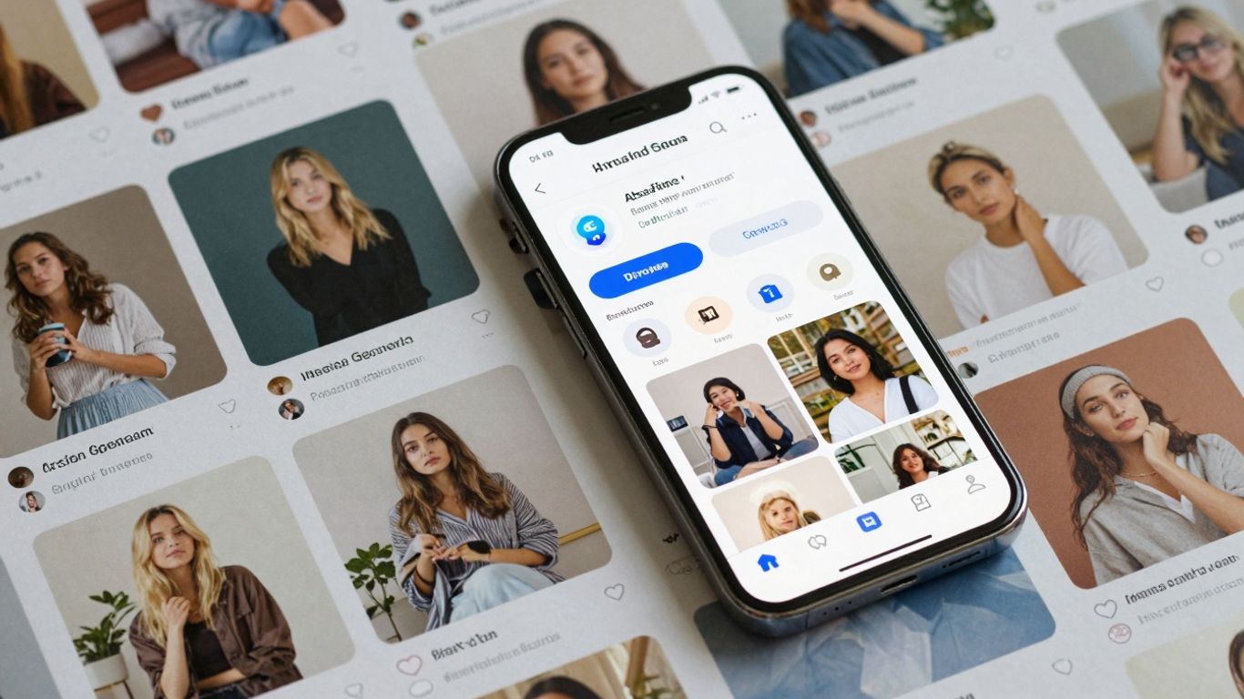 Instagram feed with AI post generator on phone.