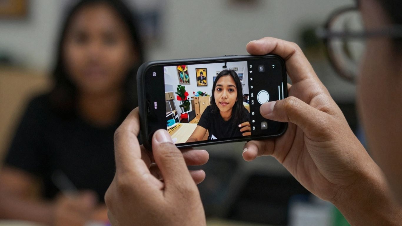 Creator filming engaging content on a smartphone.