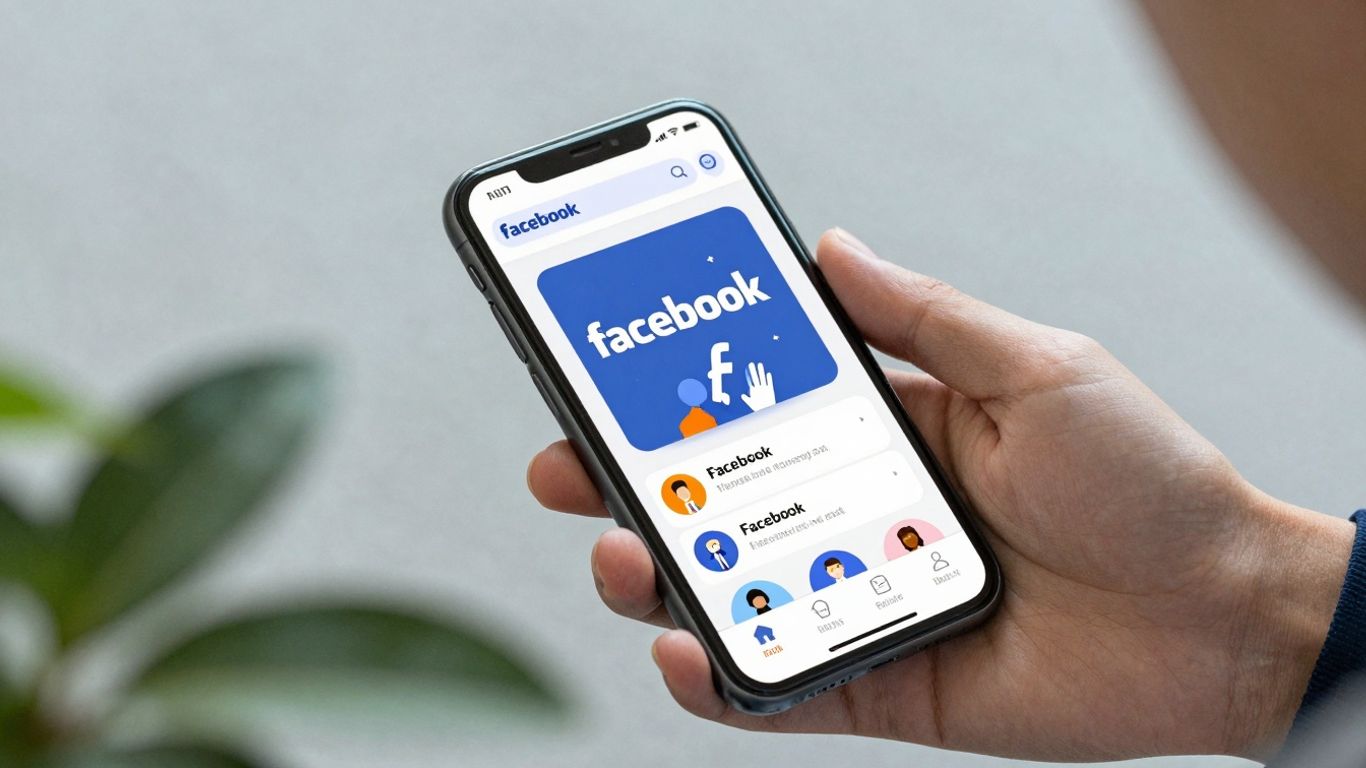 Person using a smartphone with a Facebook ad.