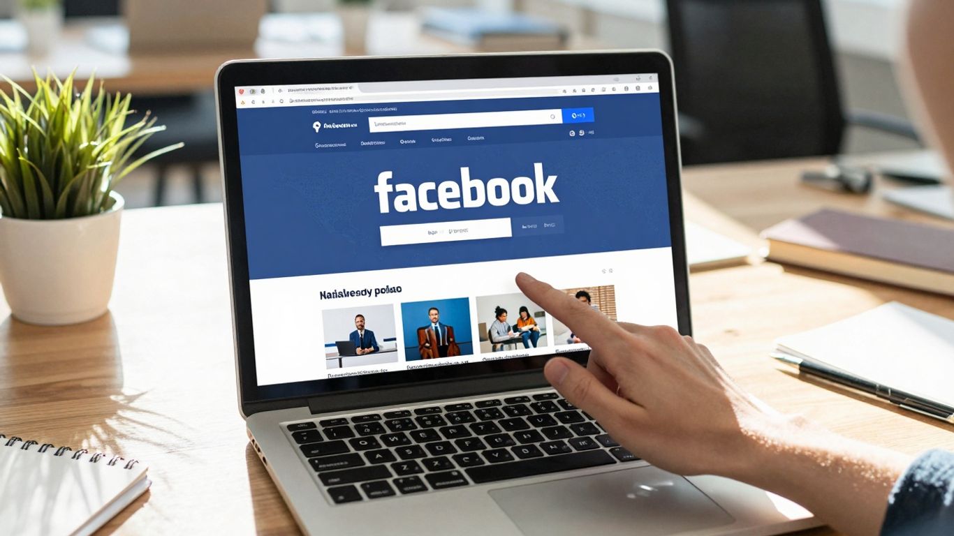 Person interacting with Facebook ads on a laptop.