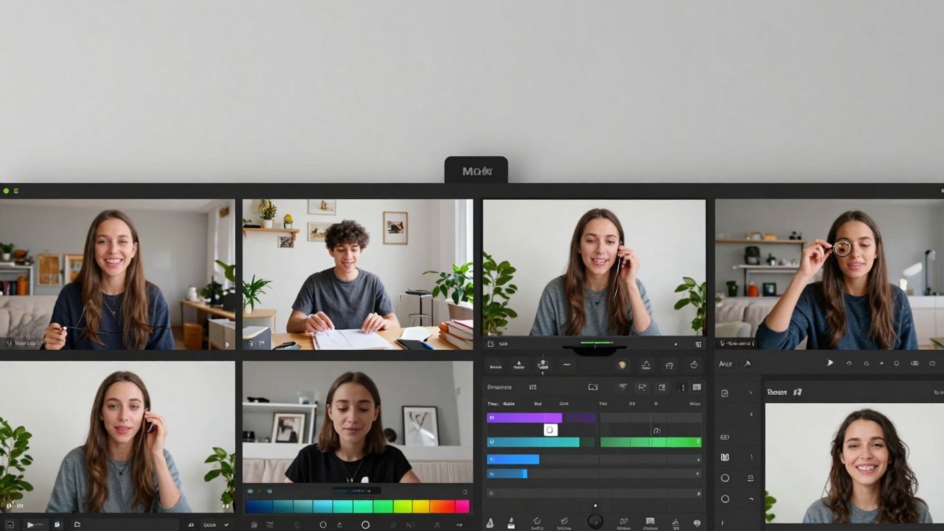 User editing video clips on a reel maker interface.