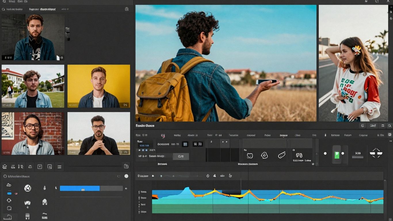 AI Reel Maker interface with video clips