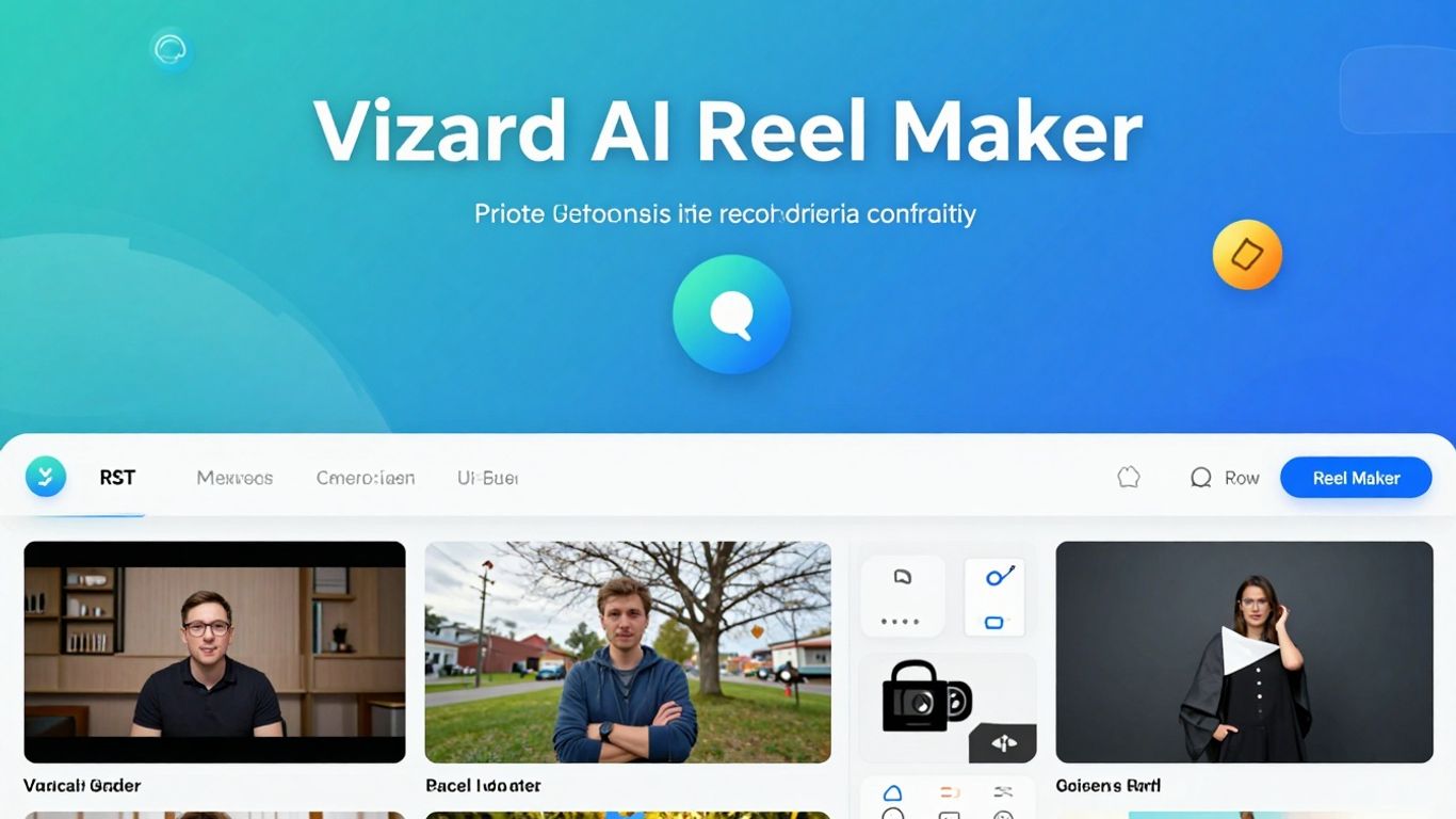Vizard AI reel maker interface with video clips.