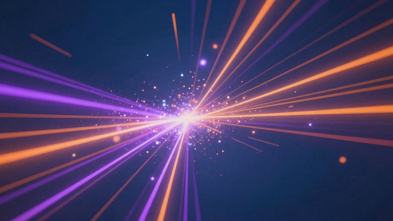 Abstract digital art with glowing lines and blue background.