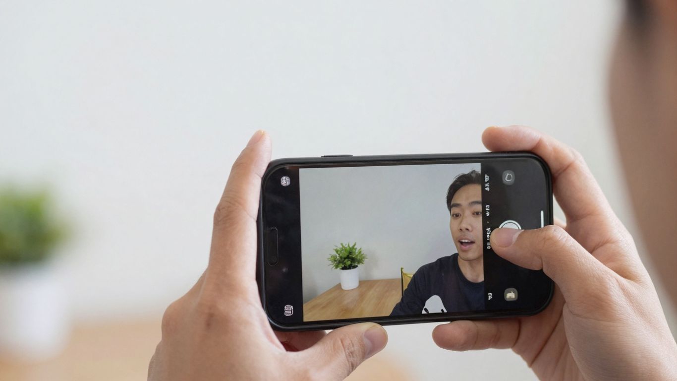 Person filming with a smartphone for short video