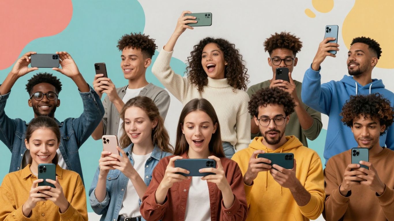 Person creating short video on smartphone