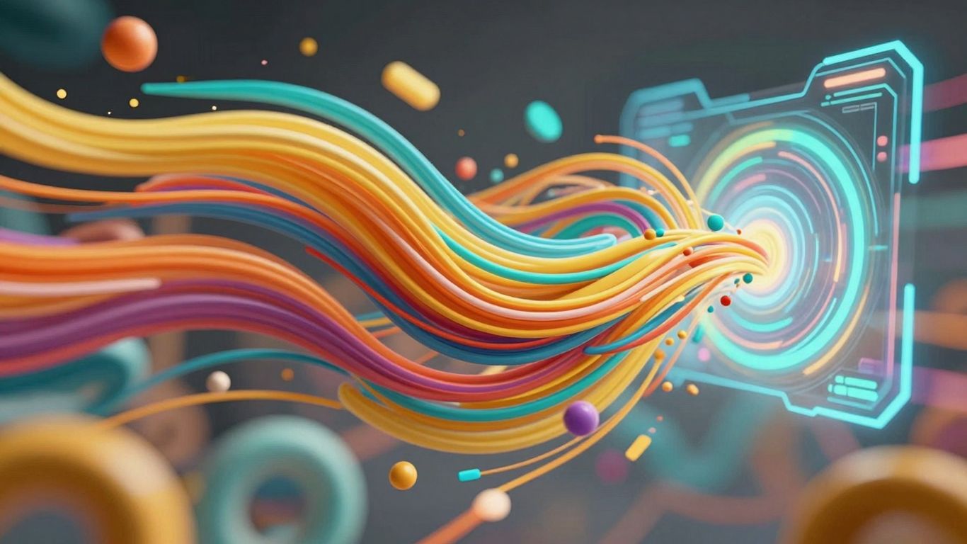 AI-powered short videos with vibrant digital streams.