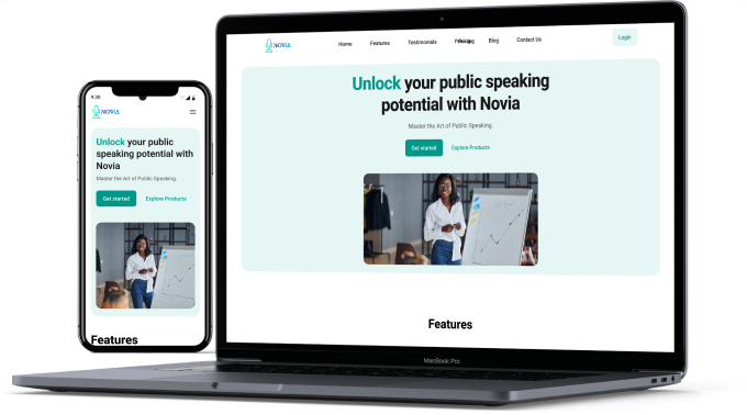 A laptop and mobile mockup of Novia