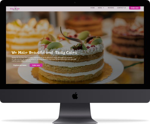 A Big screen mockup of CakeVille website. 