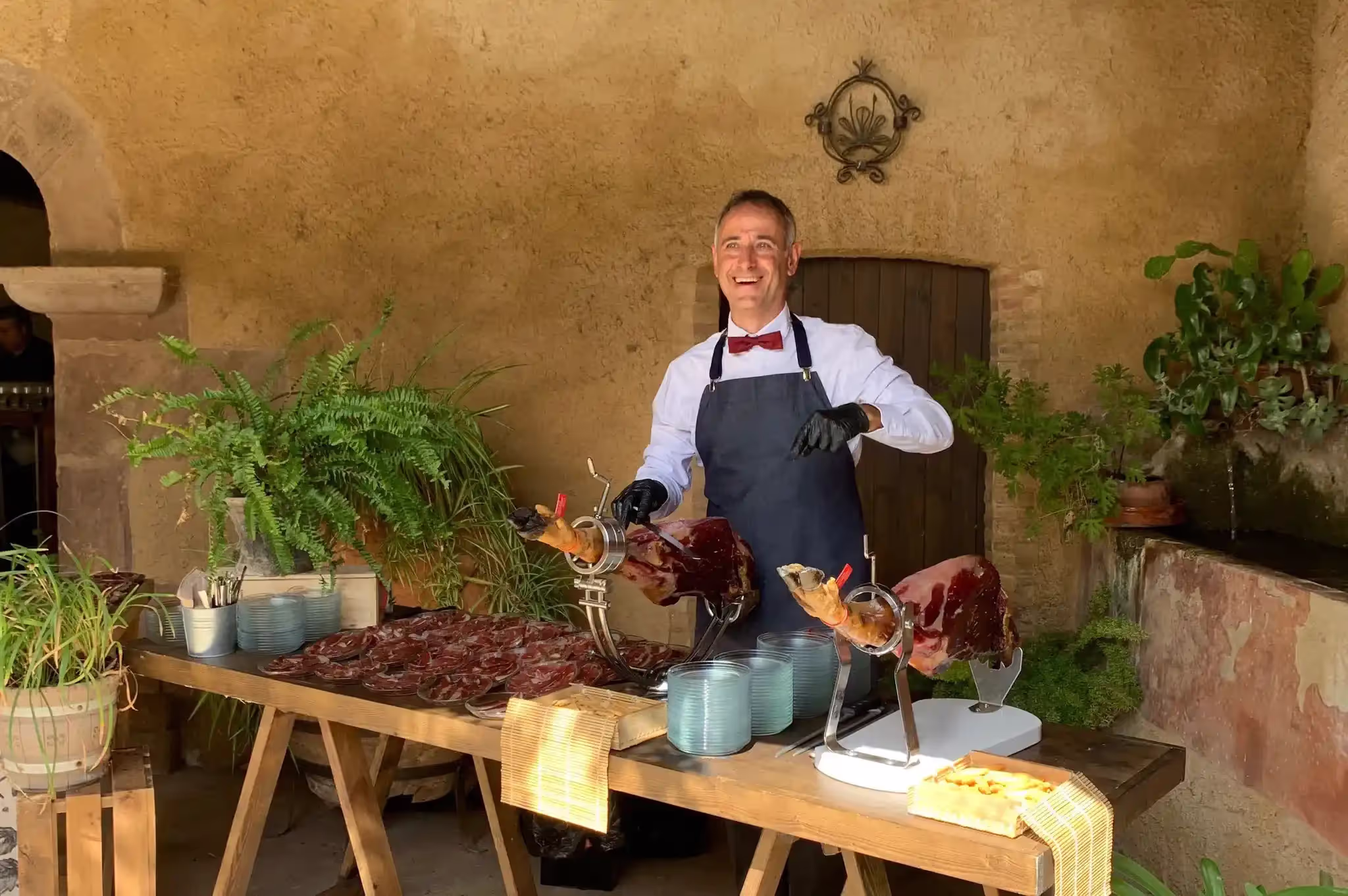 Catering con Cortador de Jamón ibérico