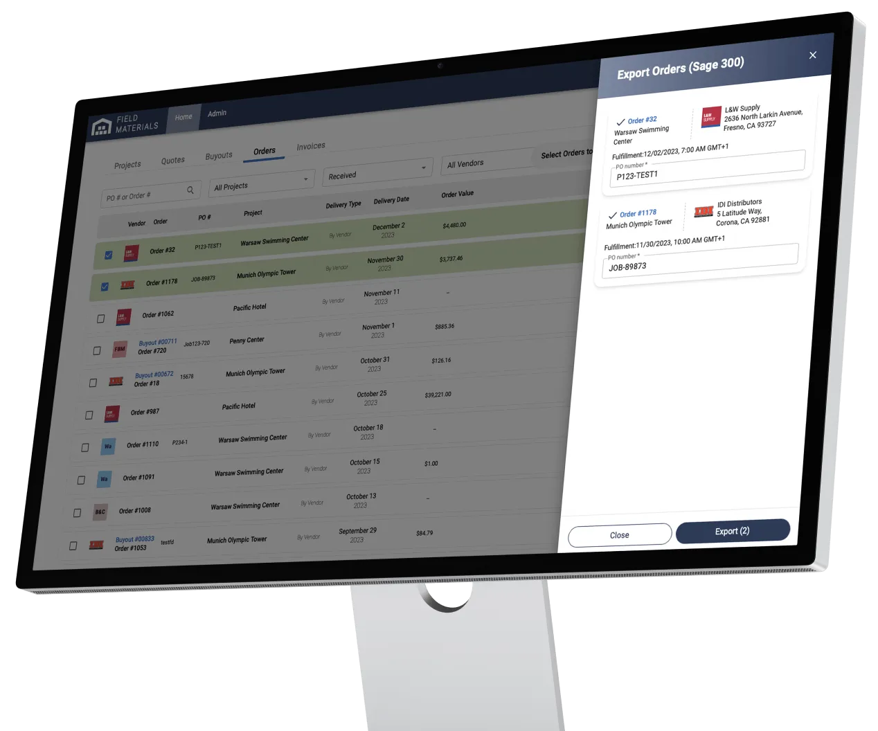 Field Materials makes it easy to sync POs and invoices to Sage 300 CRE.
