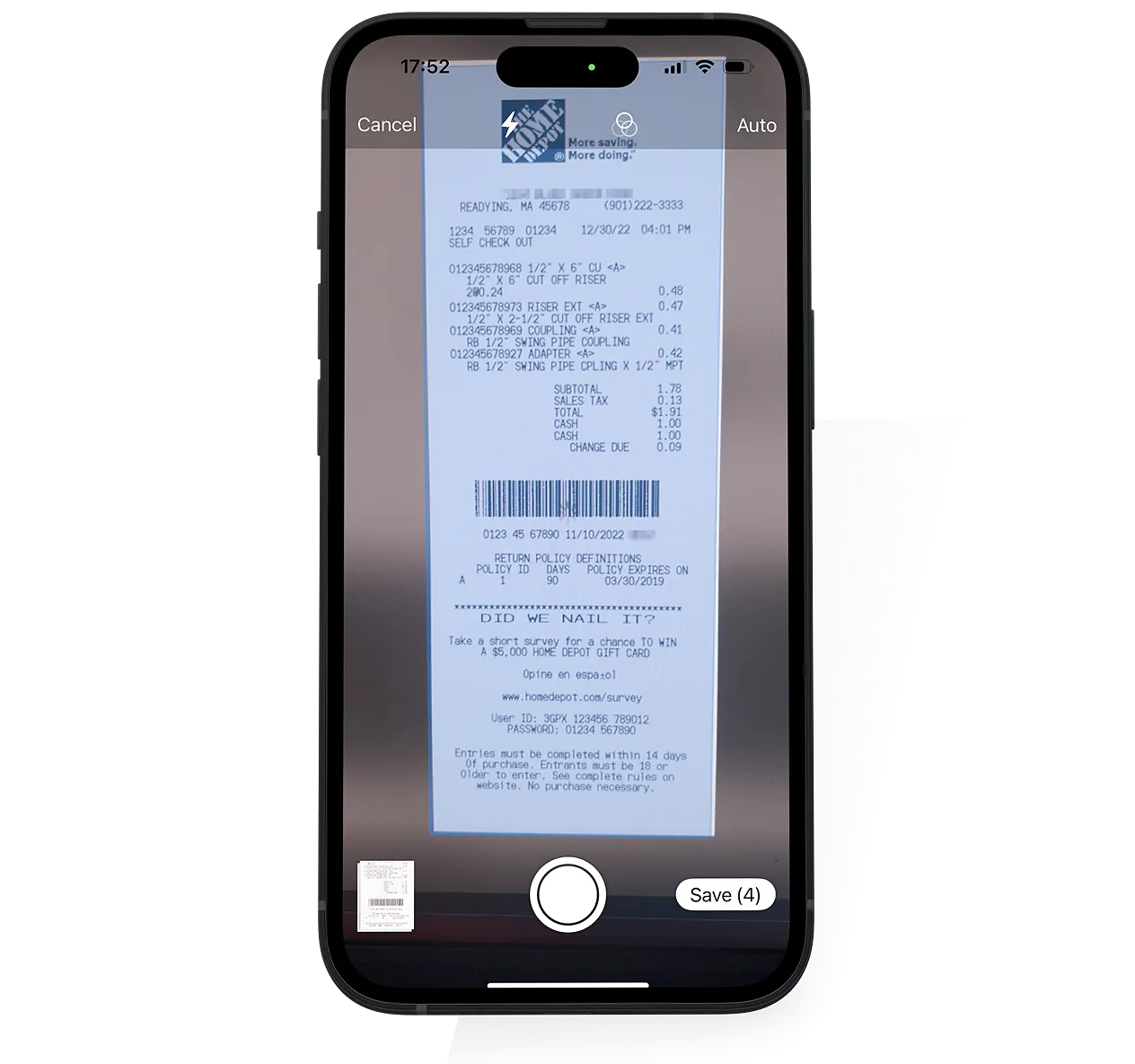 Field Materials mobile app makes it easy for field staff to snap a photo of receipts. 
