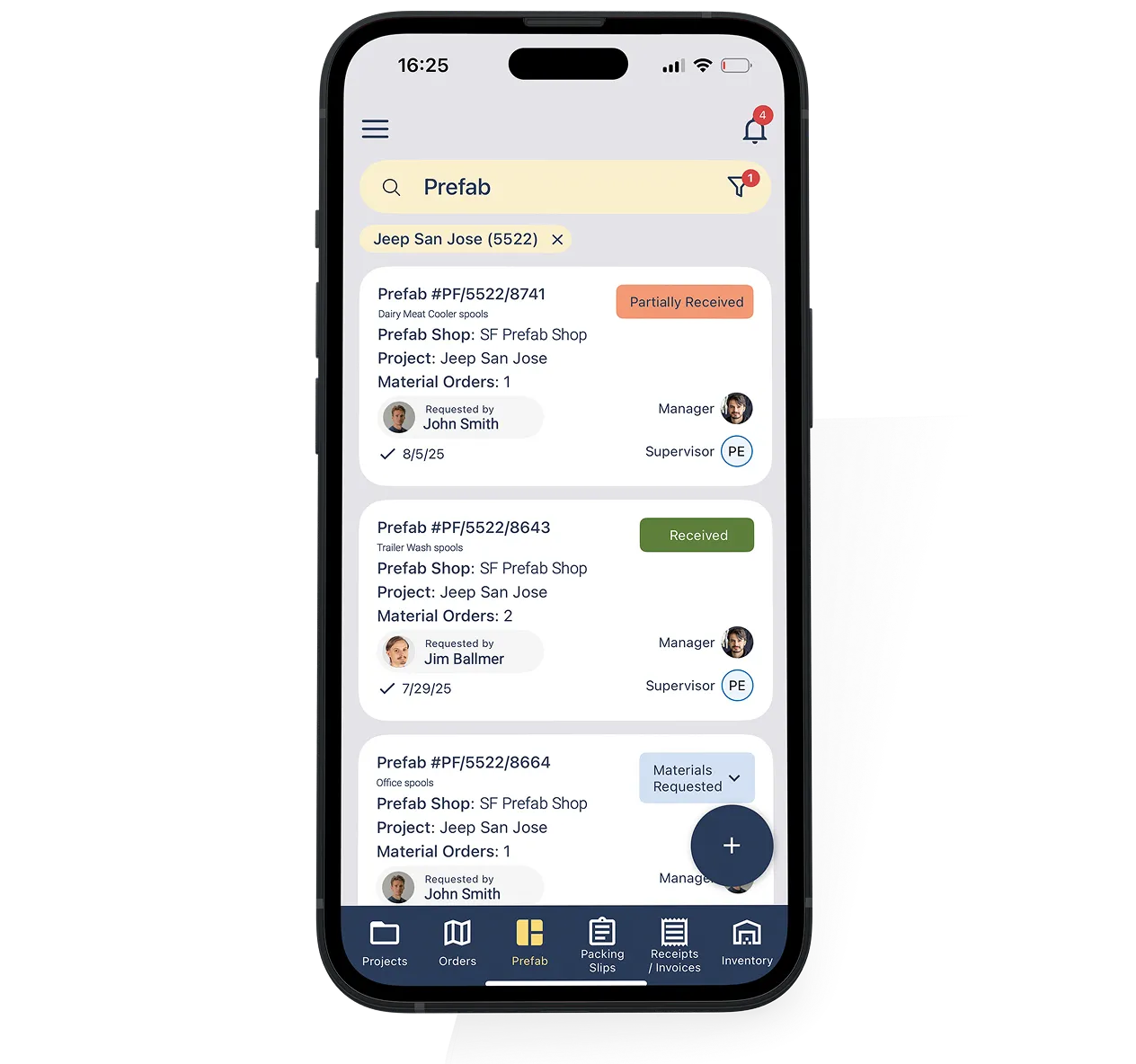 Field Materials Prefab mobile experience