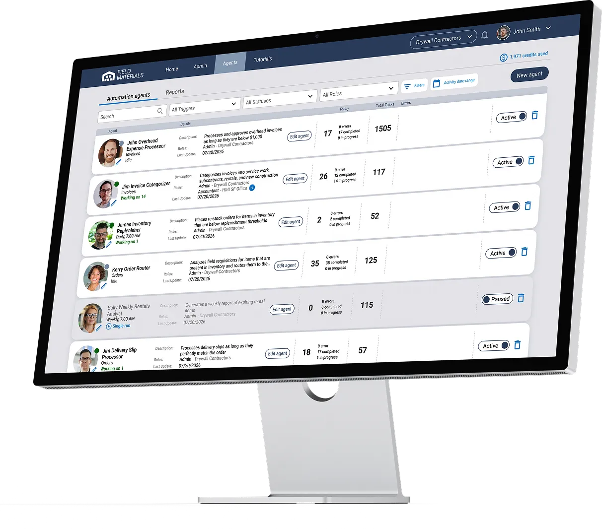 Field Materials automation agents run daily to automate procurement and AP tasks.