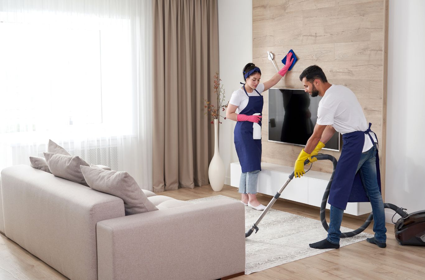 Red Rover Cleaning team member providing house cleaning services in Pickerington, OH, showcasing the benefits of hiring trusted local cleaning professionals.