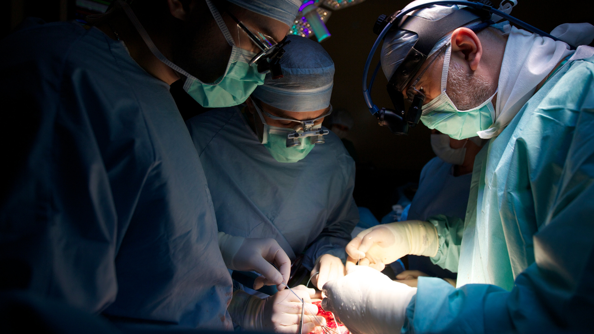 A picture of surgeons operating.
