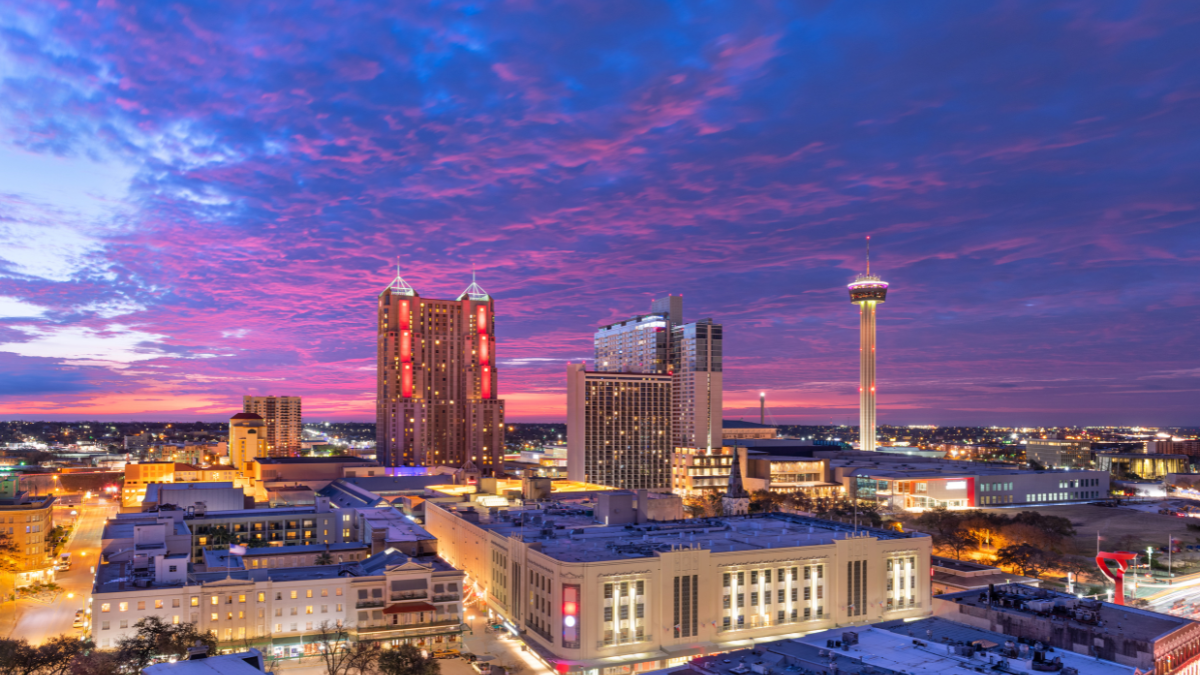 The San Antonio skyline in Texas.
