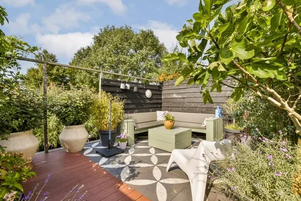 garden with home and garden planters in Delray