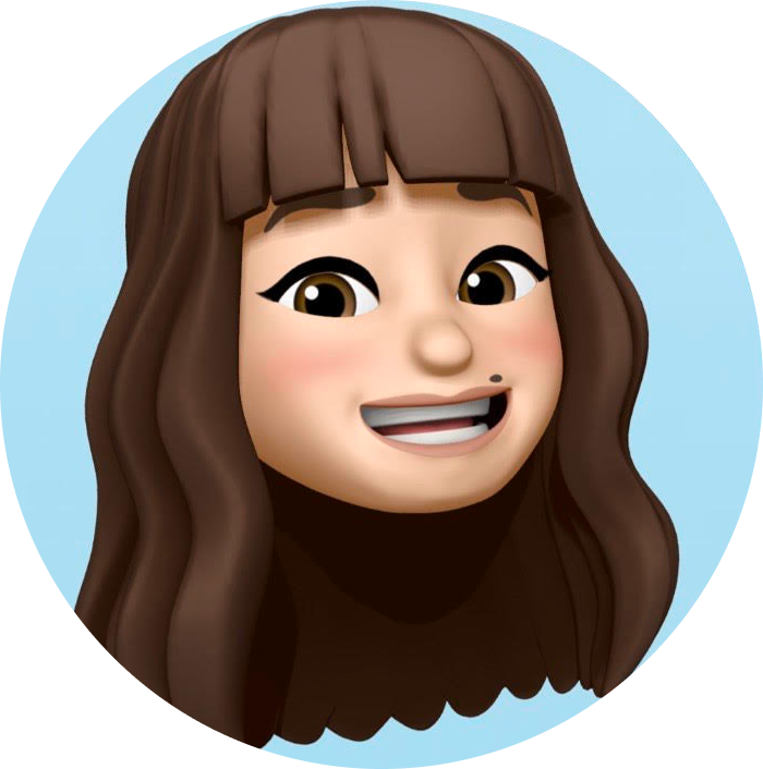 Emoji Profile image of a girl smiling and brown long hair