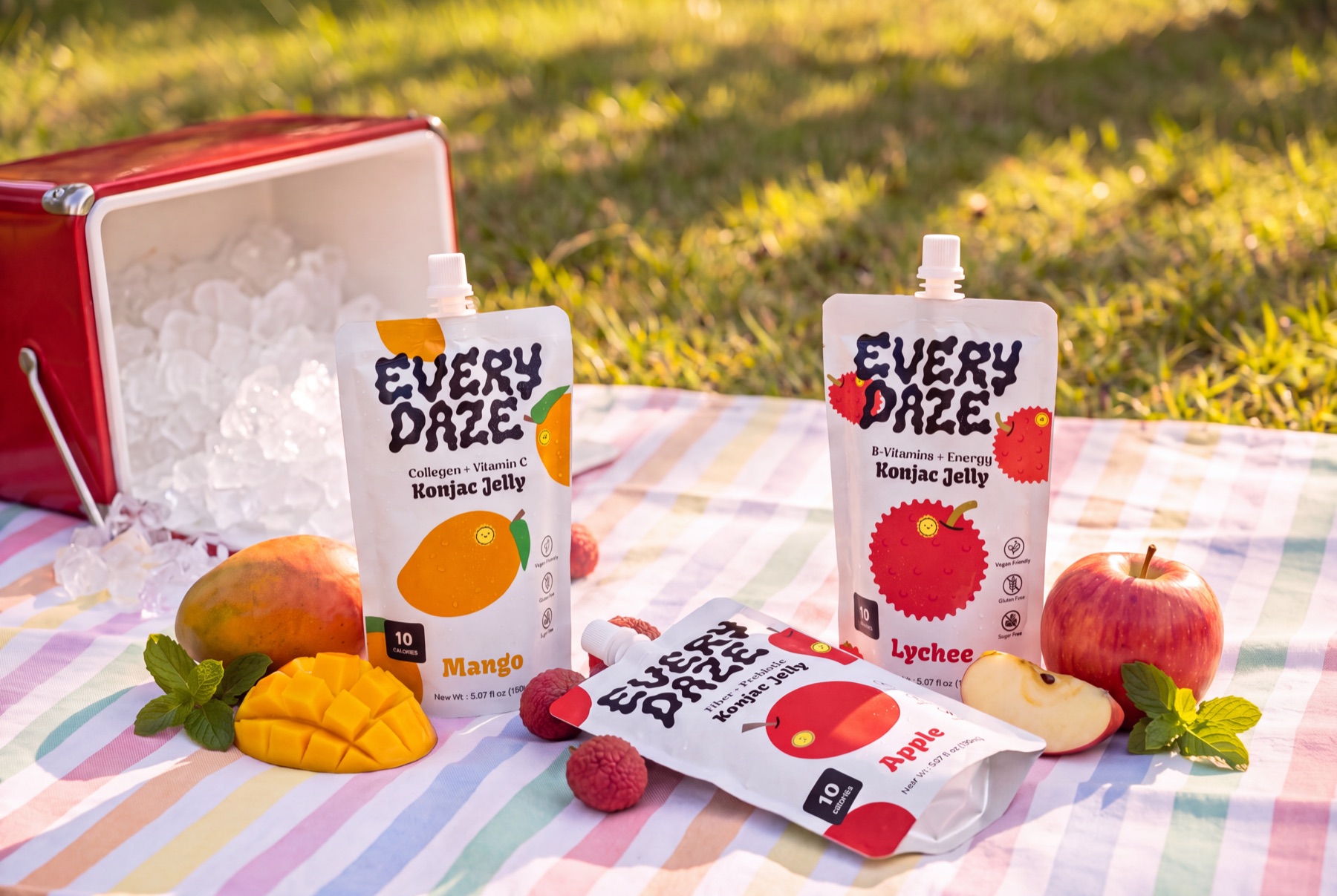 everydaze jelly pouches in a picnic cooler