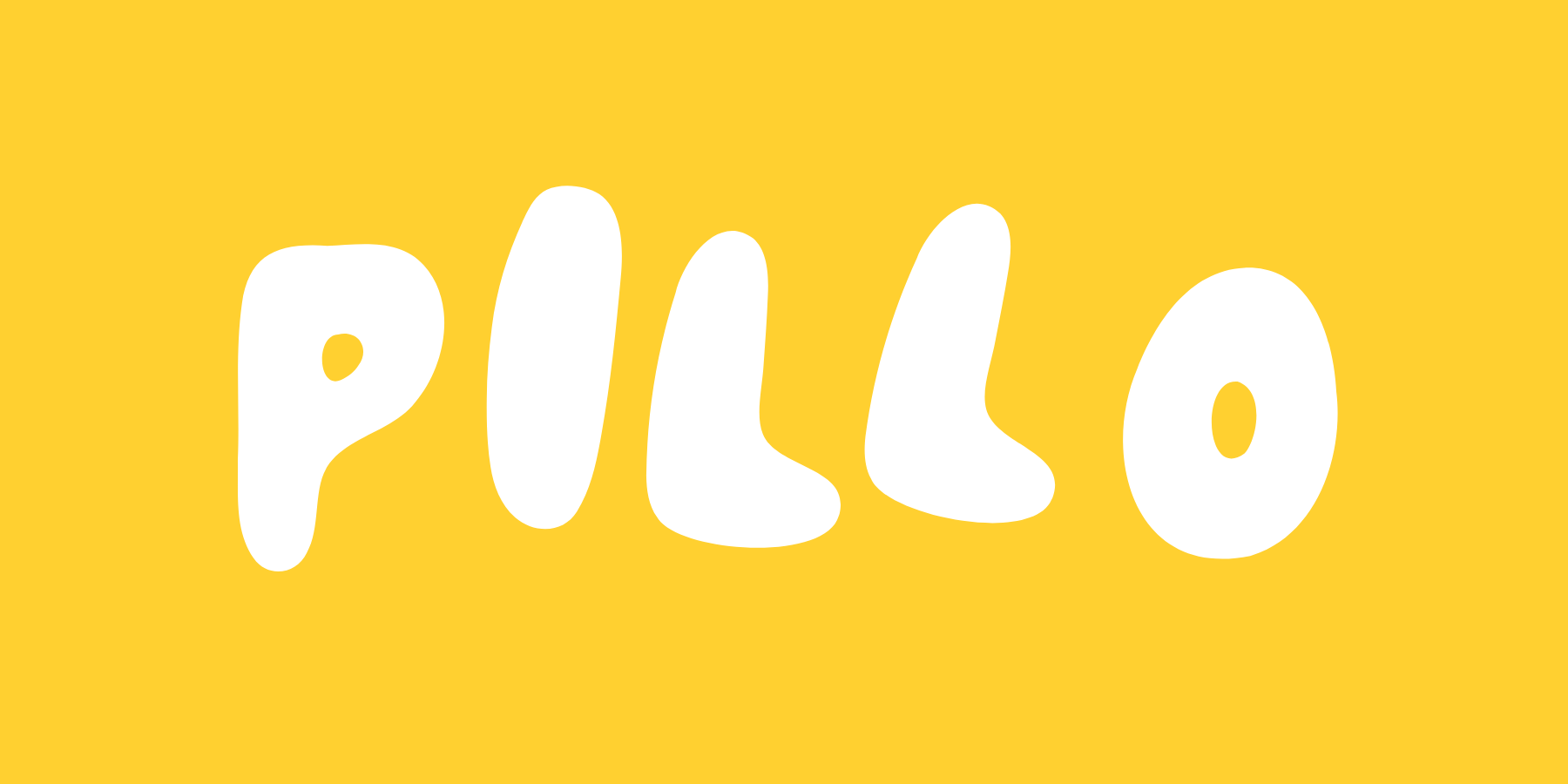 Pillo wordmark reversed on Deep Glow yellow