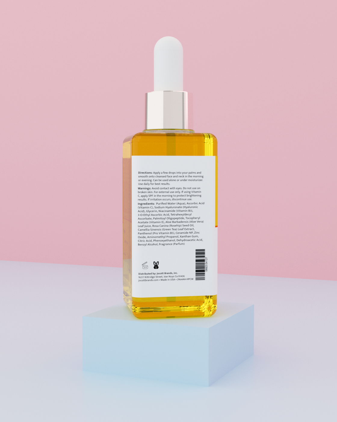 Pillo Deep Glow back of pack, directions, ingredients and barcode, 3D render