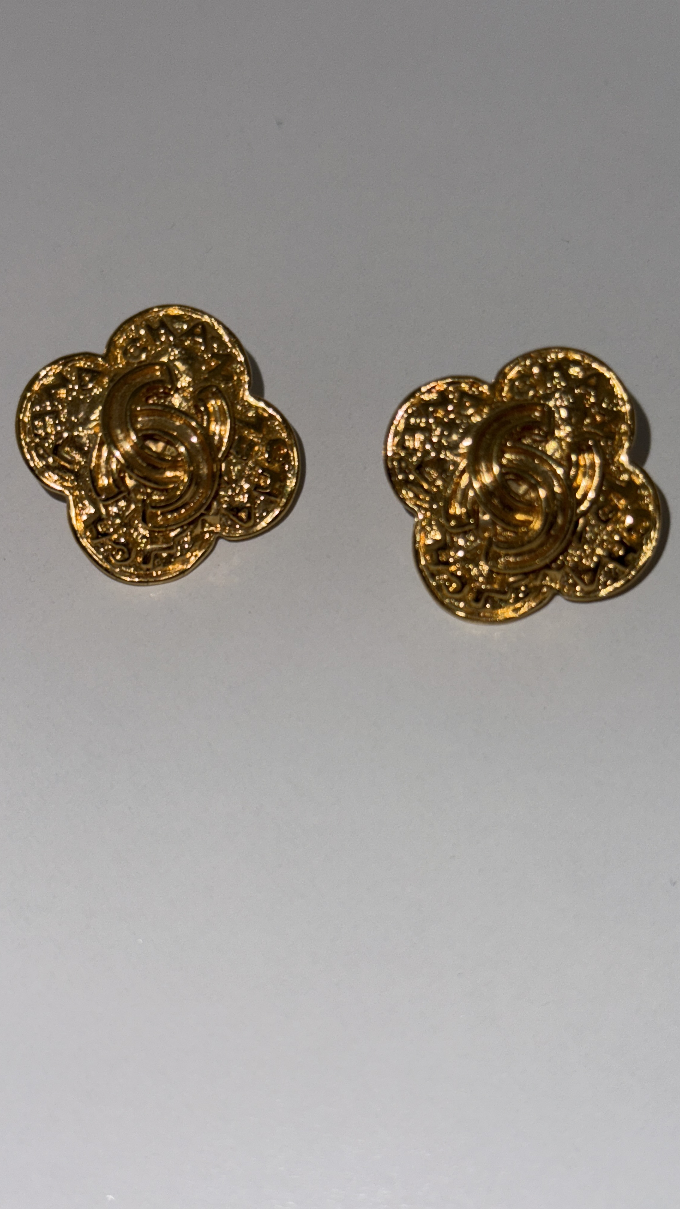 Chanel Clover Shape Earrings with Clip on Design in Gold Plate