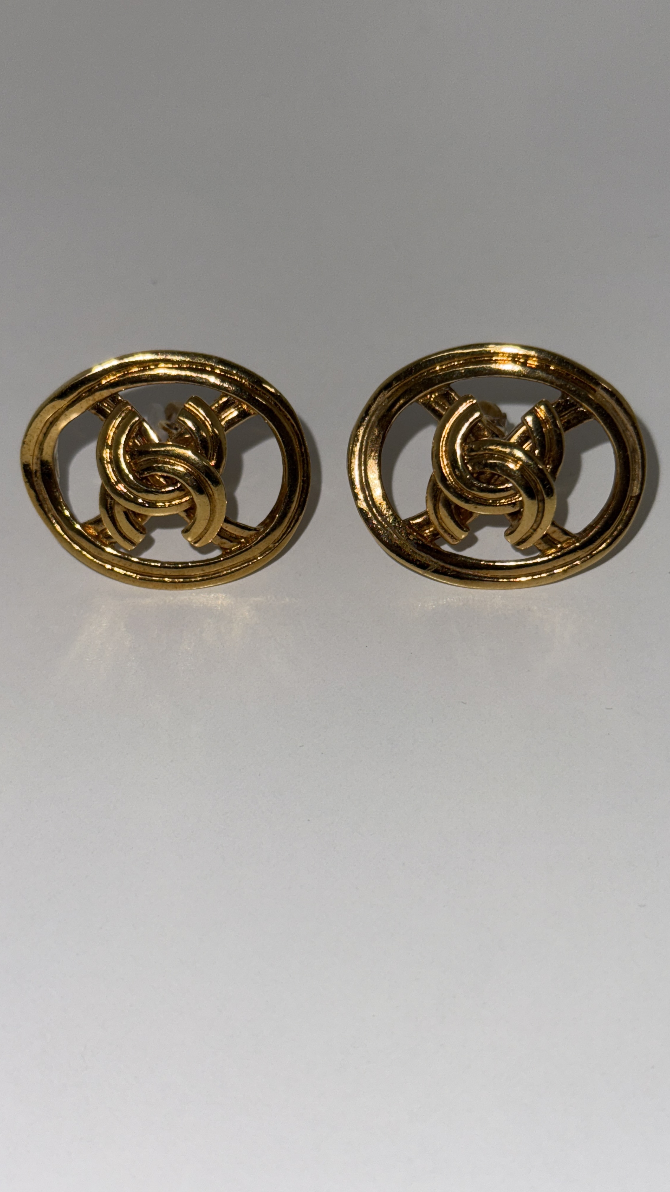 Chanel Clip On Earrings Large Open Oval Shape