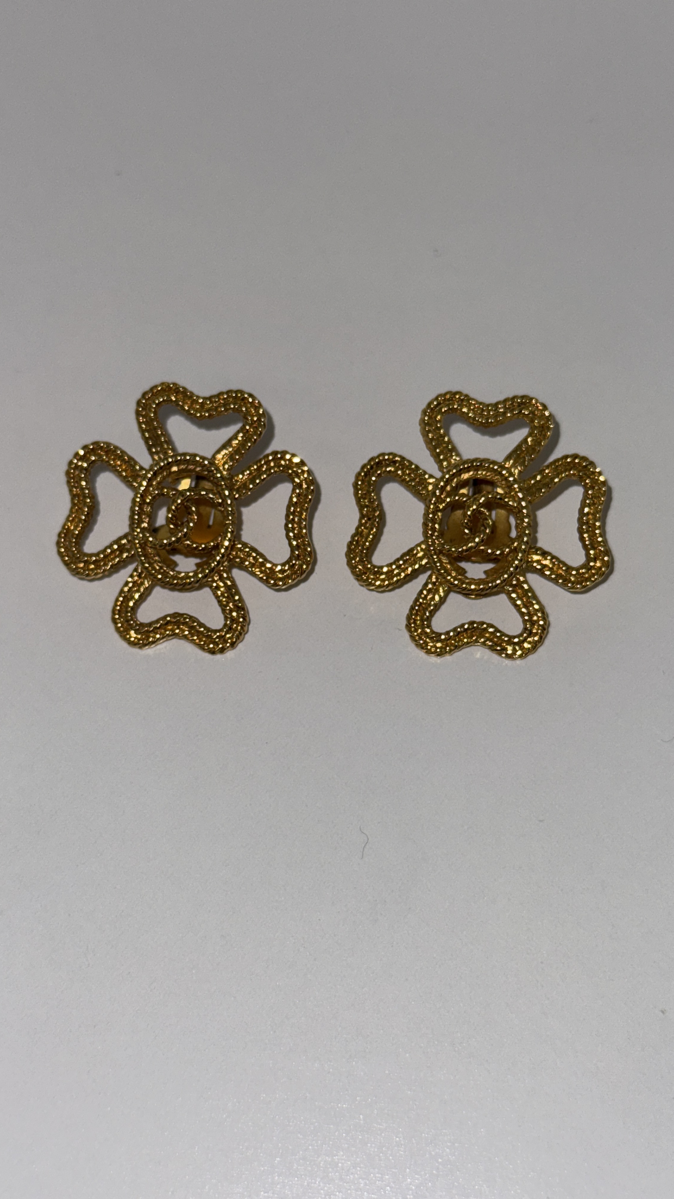 Chanel Hearts and CC Logo Clip On Earrings Gold Plated
