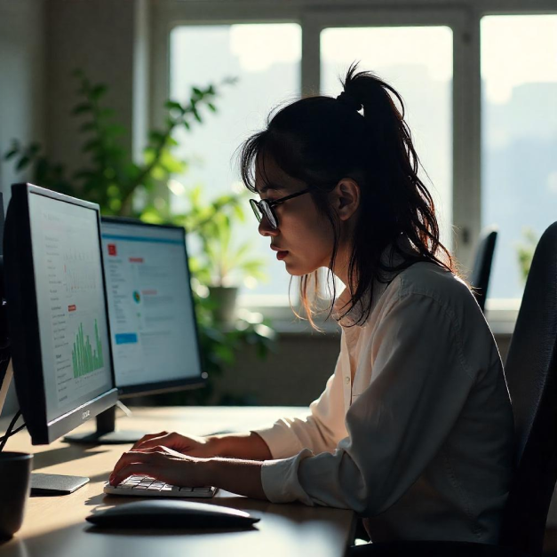 Woman writing an email